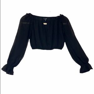 One love clothing sheer off the shoulder crop top EUC black